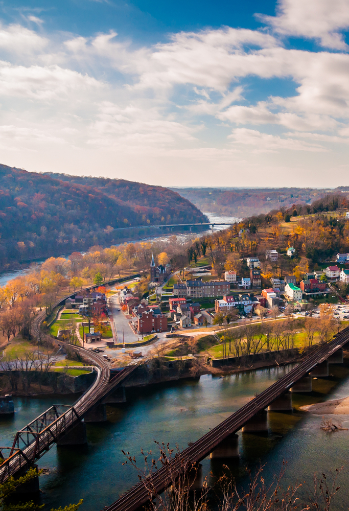 View of Harpers Ferry and the Potomac RIver from Maryland Heights.